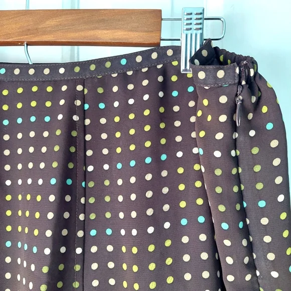 Plus Size+ Brown Polka Dot Midi Skirt Elisabeth by Liz Claiborne Sz 16W - Picture 2 of 6